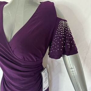 $89 petite studded cold-Shoulder dress
